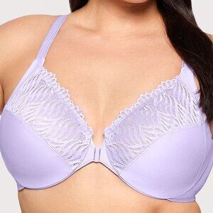 Glamorise Plus Size Front-Closure T-Back WonderWire Bra in Soft Lilac 48F